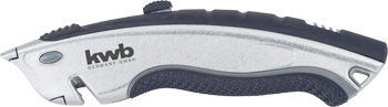 Couteau ergonomique à lame trapézoïdale de sécurité avec coupe-cordon, 175 mm