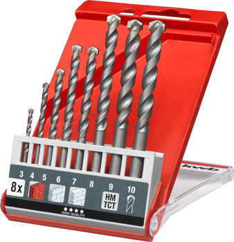 Masonry drill sets, 8 pcs., ø 3-10 mm