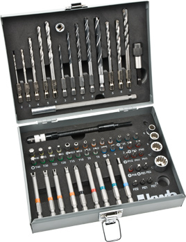 Bit and Drill Bit Set for Wood, Masonry and Metal in Metal Case, 67 Piece