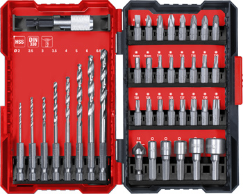 Bit and Metal Drill Bit Set, L-Box, 39 Piece