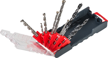 Bohrer-Set mit Rundschaft für Holz, Stein und Metall, Powerbox, 9-tlg.