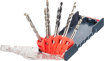 Bohrer-Set mit Sechskantschaft für Holz, Stein und Metall, Powerbox, 9-tlg.