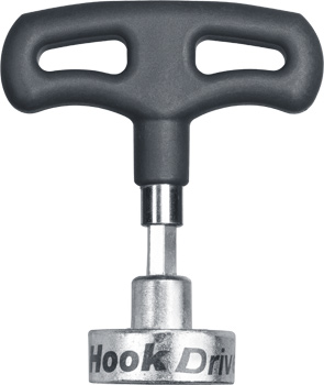 Hook driver with handle and 1/4" hexagon shank