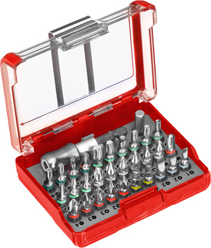 Bit-Set mit Gürtelclip und Farbkodierung, S2-Stahl, 32-tlg., Display