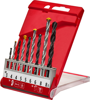 Bohrer-Set für Stein und Metall, 9-tlg.