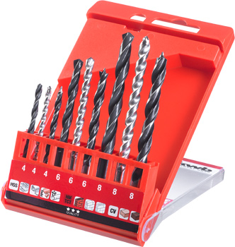 Bohrer-Set für Holz, Stein und Metall, 9-tlg., Ø 4-8 mm