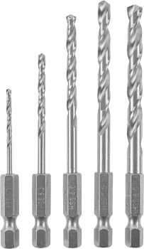HSS-R Metal Drill Bit Set with 1/4" E 6.3 Shank, 5 Piece, Ø 2–6 mm