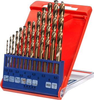 COBALT HSS CO Twist Drill Sets, 6- and 13 pcs.