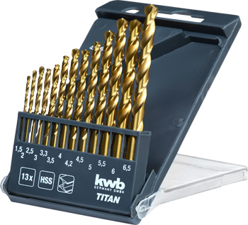 HSS-G Titanium Metal Drill Bit Set, 13 Piece, Ø 1.5–6.5 mm