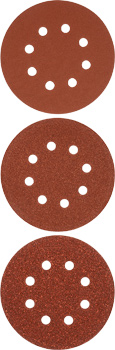 Quick-Stick Premium Corundum Sanding Disc Set for Wood and Metal, Perforated, 5 Piece, Ø 125 mm, G40 / G120 / G240