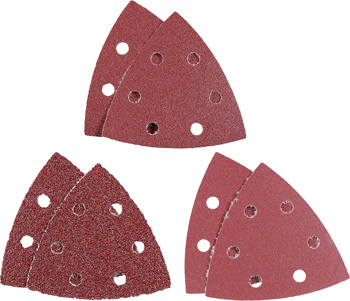 Quick-Stick Aluminium Oxide Sanding Triangle Set for Wood and Metal, Perforated, 5-Piece, 93 mm, G40 / G120 / G240