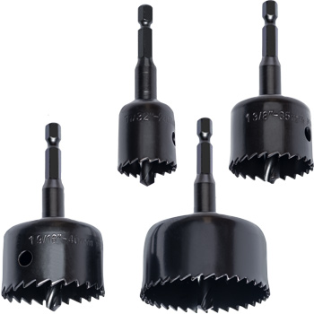 Hole Saw Set with 1/4" E6.3 Shank, 4 pcs.