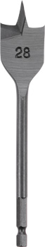 Flat Wood Drill Bit with 1/4" E 6.3 Shank, 150 mm, Ø 28 mm