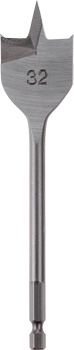 Flat Wood Drill Bit with 1/4" E 6.3 Shank, 150 mm, Ø 32 mm