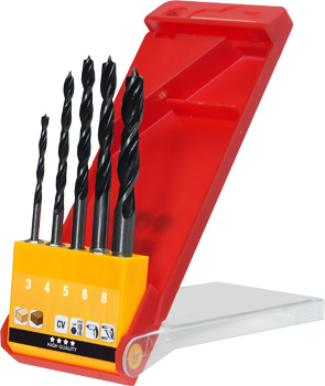 Wood Twist Drill Bit Set with 1/4" E 6.3 Shank, 5 Piece, Ø 3–8 mm
