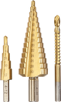 Stepped drill bit set 3 pcs