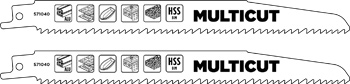 Multicut BiM Reciprocating Saw Blades for Universal Use, Coarse to Fine, 2 Piece, 203 mm