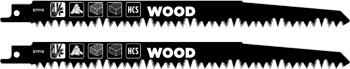 HCS Reciprocating Saw Blades for Wood, Coarse, 2 Piece, 242 mm