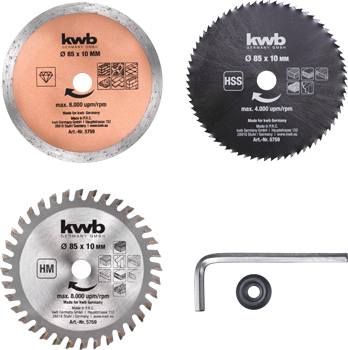 Mini circular saw blade set, 5 pieces