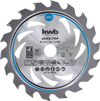 Thin-Cut Circular Saw Blade, TCT, T 18, Ø 130 x 16 mm
