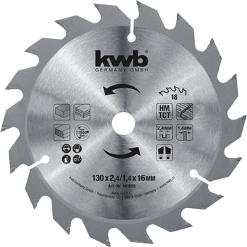 Chipboard Saw Blade for Hand Saw, T 18, Ø 130 x 16 mm