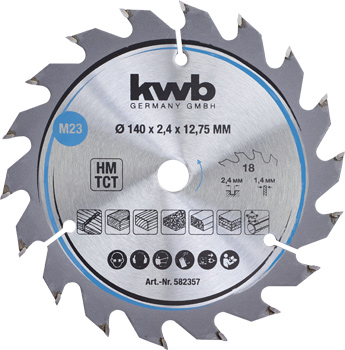 Chipboard Circular Saw Blades for Hand Saws, T18, Ø 140 x 12.75 mm