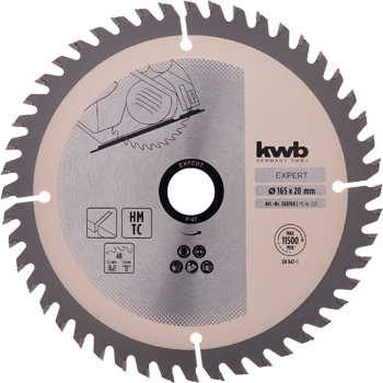 Precision Circular Saw Blade for Hand Saws, T 48, Ø 165 x 20 mm