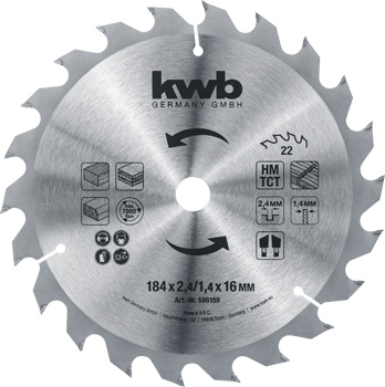 Chipboard Saw Blade for Hand Saw, T 22, Ø 184 x 16 mm