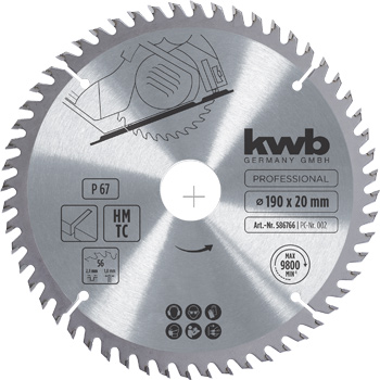 TCT Circular Saw Blade for Precision Cuts, T56, Ø 190 x 20 mm