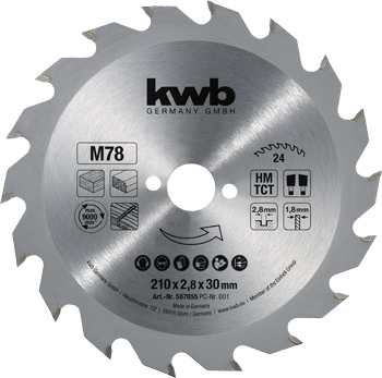 TCT Circular Saw Blade for Chipboard, T24, Ø 210 x 30 mm