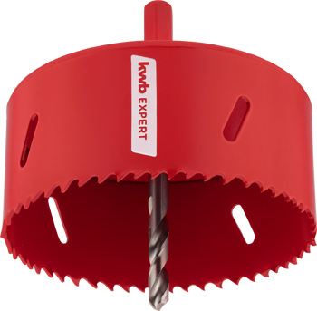 HSS-BiM Hole Saw with Shank and Pilot Drill Bit, Vario Teeth, Ø 95 mm