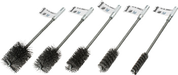 Spiral Tube Brush Set for Drills, Crimped HSS Steel Wire, Fine, 24 Piece, Ø 13-38