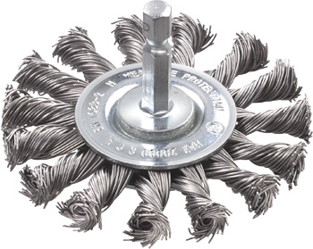 Disc Brush for Drills, Twisted HSS Steel Wire, Extra Coarse, Ø 75 mm