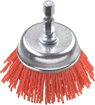 Cup Brush for Drills, Nylon, Coarse