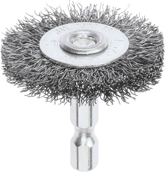 Disc Brush for Drills, Crimped HSS Steel Wire, Coarse, Ø 38 mm