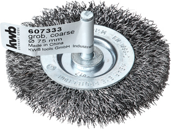 Disc Brush for Drills, Crimped HSS Steel Wire, Coarse, Loose