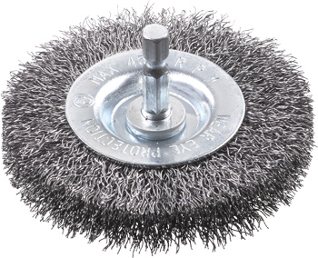 Disc Brush for Drills, Crimped HSS Steel Wire, Coarse, Extra Thick, Loose, Ø 75 mm