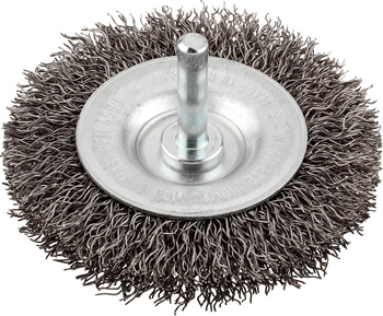 Disc Brush for Drills, Crimped HSS Steel Wire, Coarse, Extra Thick, Loose