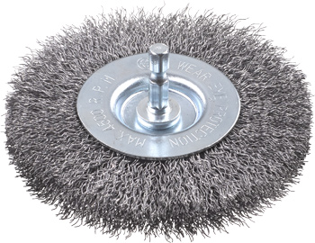 Disc Brush for Drills, Crimped HSS Steel Wire, Coarse, Extra Thick, Loose, Ø 100 mm