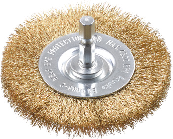 Wheel brush, brass wire, crimped