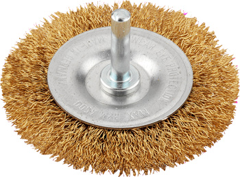 kwb wheel brush, crimped brass wire, for use with drills and cordless screwdrivers