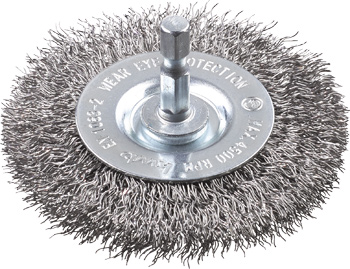 Disc Brush, Crimped Stainless Steel Wire, Coarse, Ø 75 mm