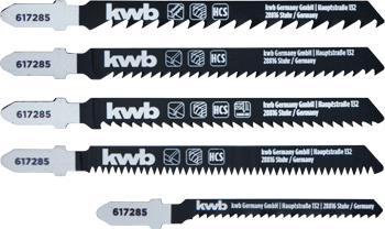 Jigsaw blade set with five saw blades for wood