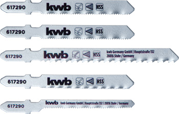 Jigsaw blade set with five saw blades for metal