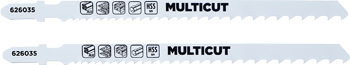 Multicut HSS-BiM Jigsaw Blades with T-Shank for Universal Use, Progressive Teeth, Medium-Fine, 2 Piece, 132 mm