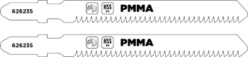 HSS-BiM Jigsaw Blades with T-Shank for Acrylic, Medium, 2 Piece, 91 mm