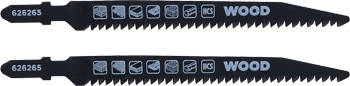 HCS Jigsaw Blades with T-Shank for Wood, Fine, 2 Piece, 117 mm