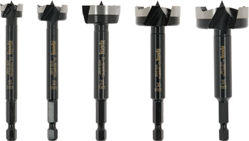 Forstner Drill Bit Set with E 6.3 Shank, 5 Piece, Ø 15–35 mm