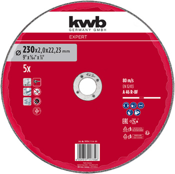 Expert Inox Reinforced Cutting Disc Set for Metal, Straight, Extra Thin, 5 Piece, Ø 230 x 2 mm