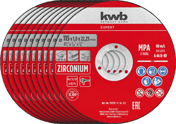 Expert Inox Fabric Cutting Disc Set for Metal, Straight, Extra Thin, in Tin, 10 Piece